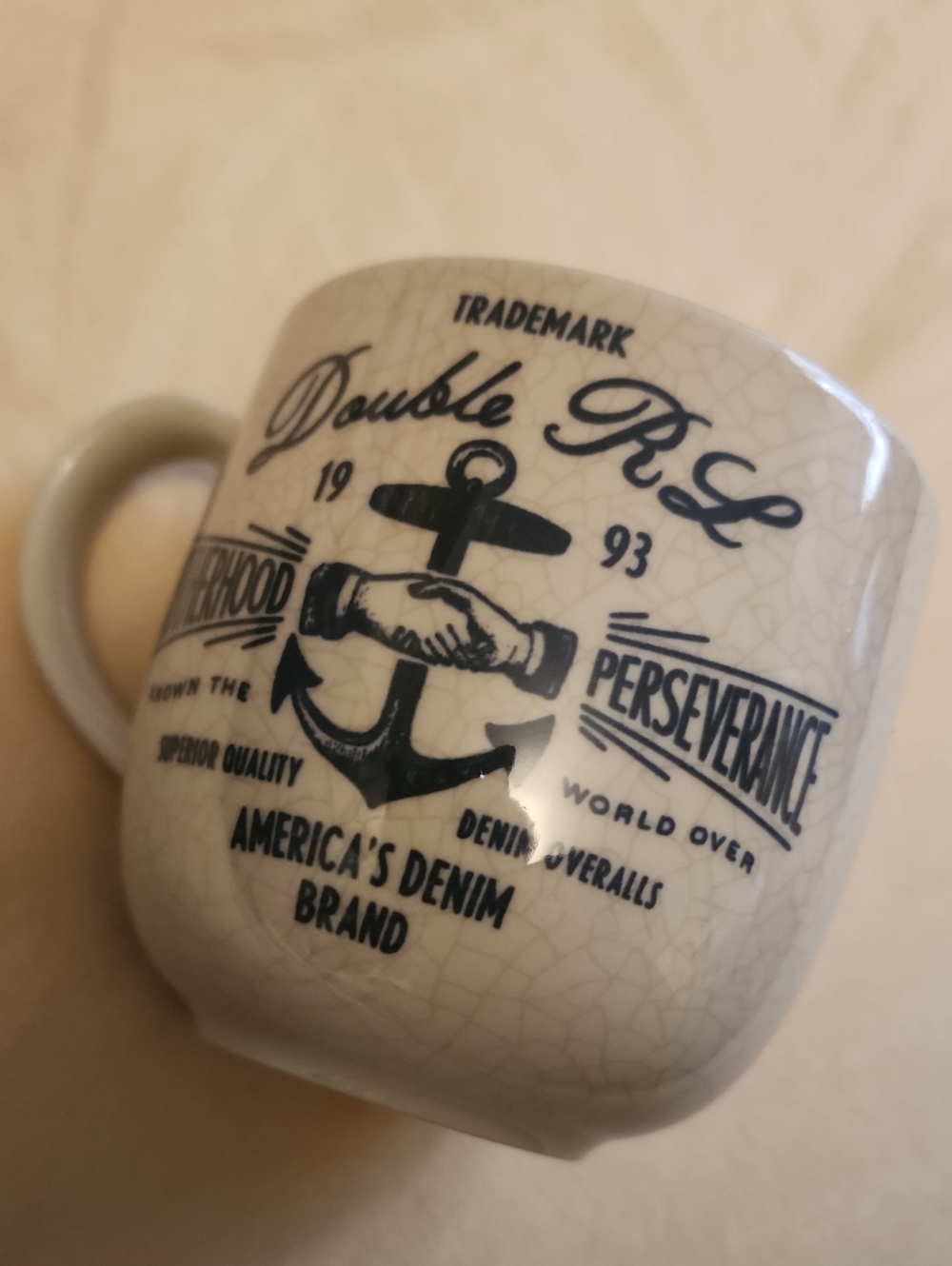Ralph Lauren RRL Cream Ceramic Anchor Mug NWOT
